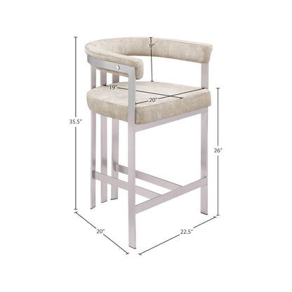 Marcello Beige Velvet Counter Stool, Set of 2