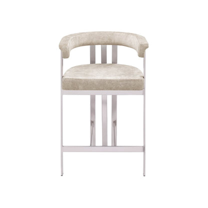 Marcello Beige Velvet Counter Stool, Set of 2