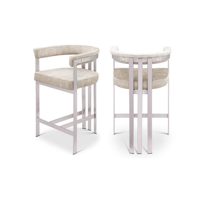 Marcello Beige Velvet Counter Stool, Set of 2