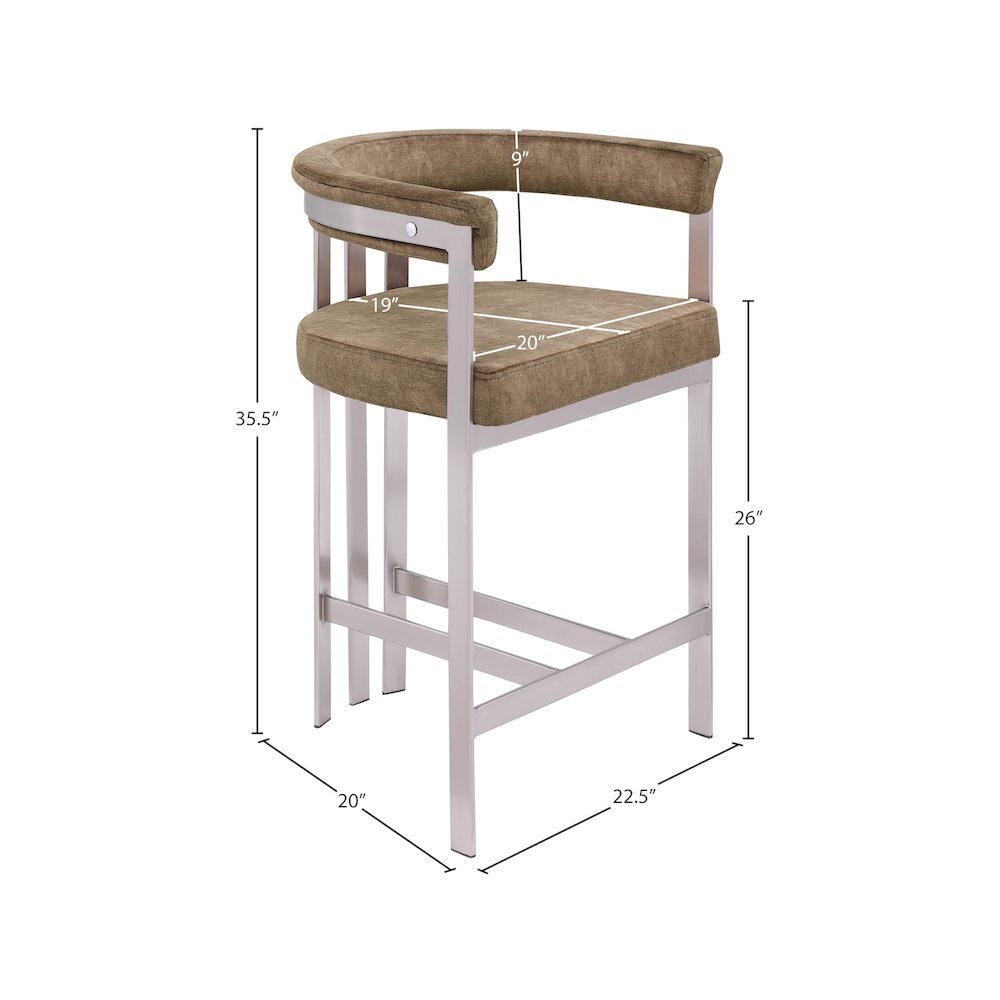 Marcello Brown Velvet Counter Stool, Set of 2