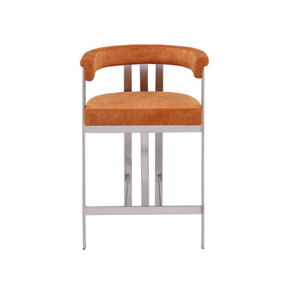 Marcello Cognac Velvet Counter Stool, Set of 2