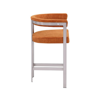 Marcello Cognac Velvet Counter Stool, Set of 2