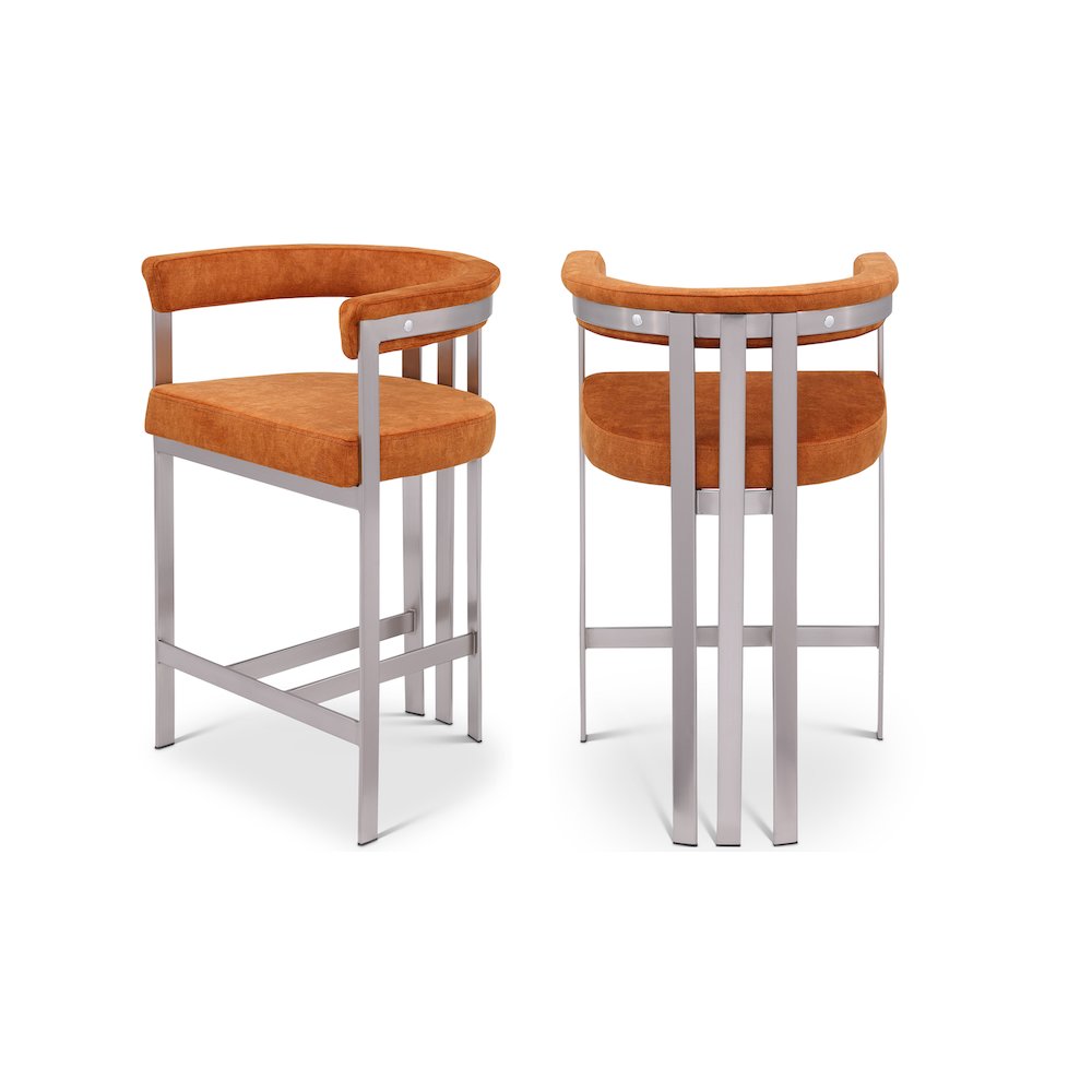 Marcello Cognac Velvet Counter Stool, Set of 2