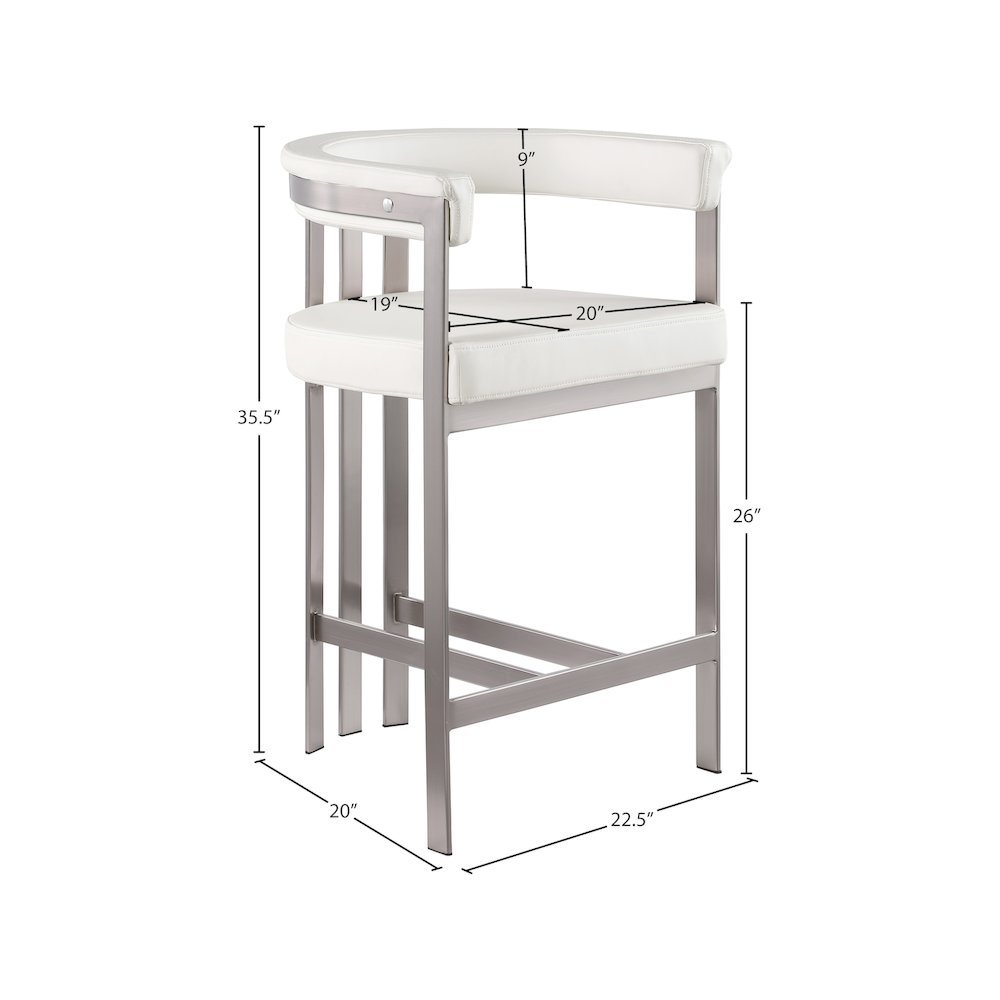 Marcello Cream Vegan Leather Counter Stool, Set of 2