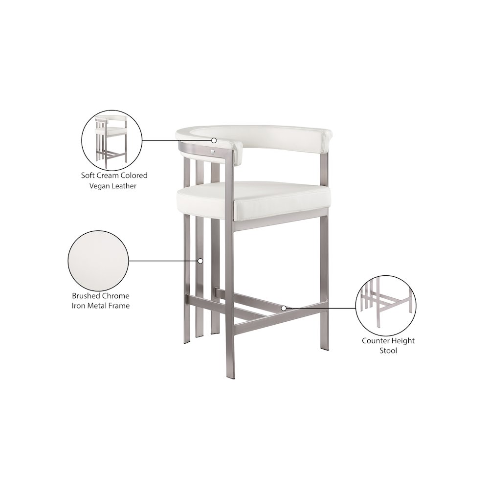 Marcello Cream Vegan Leather Counter Stool, Set of 2