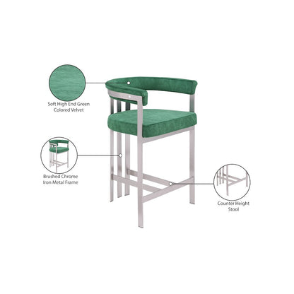 Marcello Green Velvet Counter Stool, Set of 2