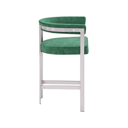 Marcello Green Velvet Counter Stool, Set of 2