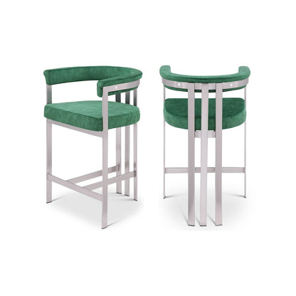 Marcello Green Velvet Counter Stool, Set of 2