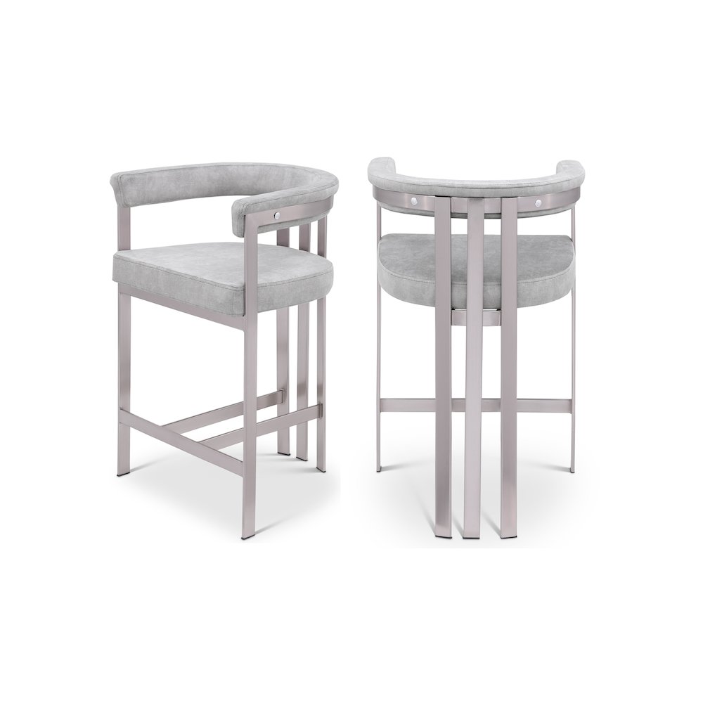 Marcello Grey Velvet Counter Stool, Set of 2