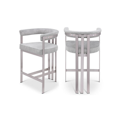 Marcello Grey Velvet Counter Stool, Set of 2