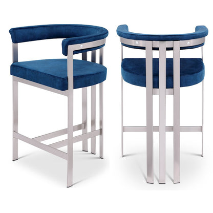 Marcello Navy Velvet Counter Stool, Set of 2