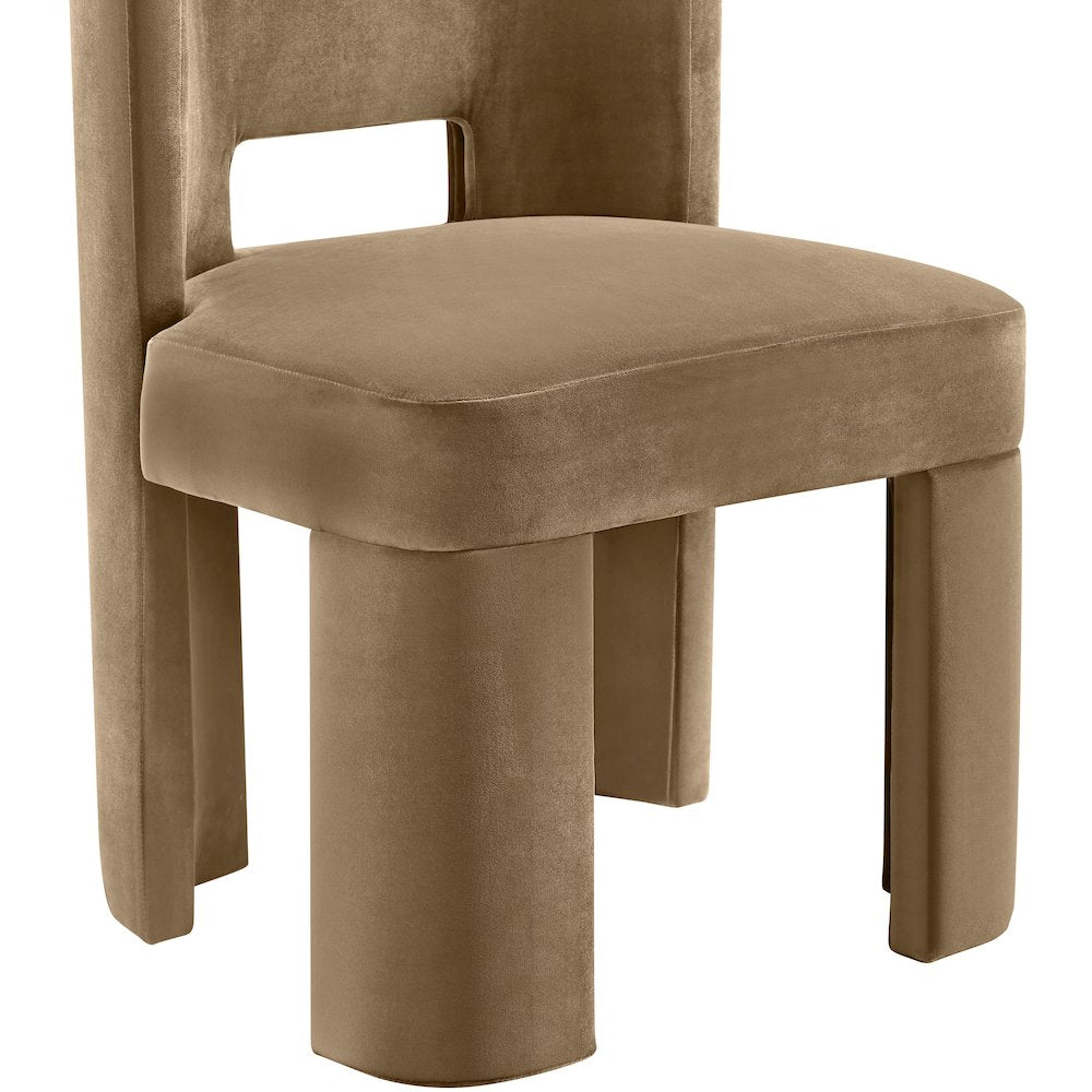 Zuno Beige Velvet Performance Fabric Upholstered Dining Chair