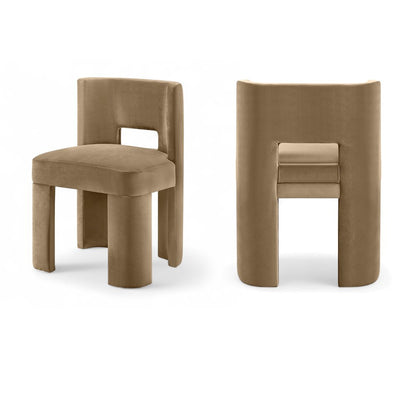 Zuno Beige Velvet Performance Fabric Upholstered Dining Chair