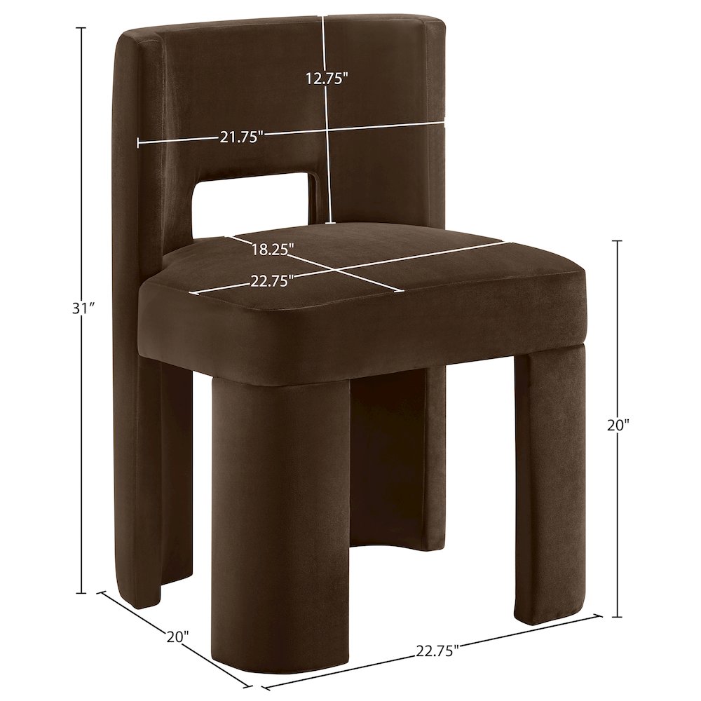 Zuno Brown Velvet Performance Fabric Upholstered Dining Chair