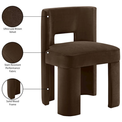 Zuno Brown Velvet Performance Fabric Upholstered Dining Chair