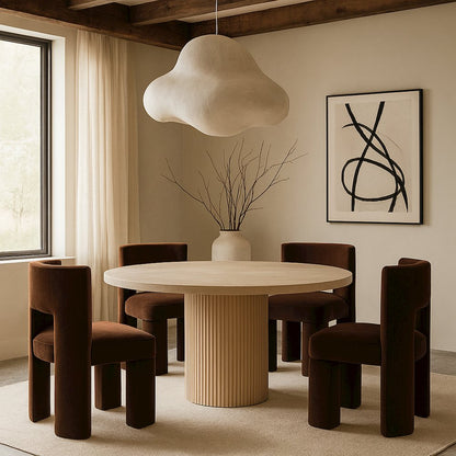 Zuno Brown Velvet Performance Fabric Upholstered Dining Chair