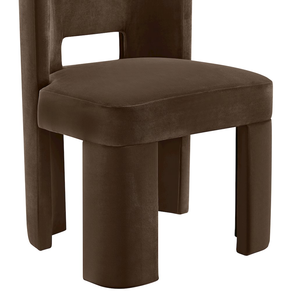 Zuno Brown Velvet Performance Fabric Upholstered Dining Chair