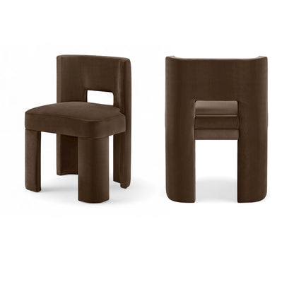 Zuno Brown Velvet Performance Fabric Upholstered Dining Chair