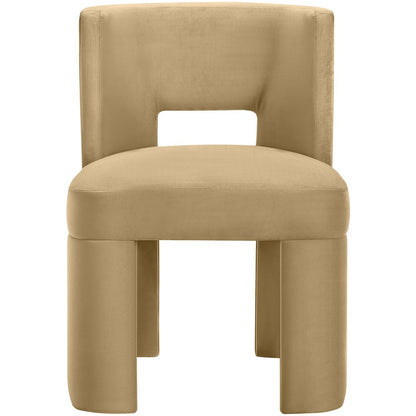 Zuno Camel Velvet Performance Fabric Upholstered Dining Chair