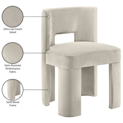 Zuno Cream Velvet Performance Fabric Upholstered Dining Chair