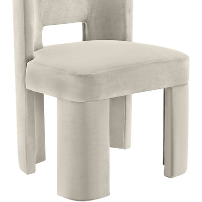 Zuno Cream Velvet Performance Fabric Upholstered Dining Chair