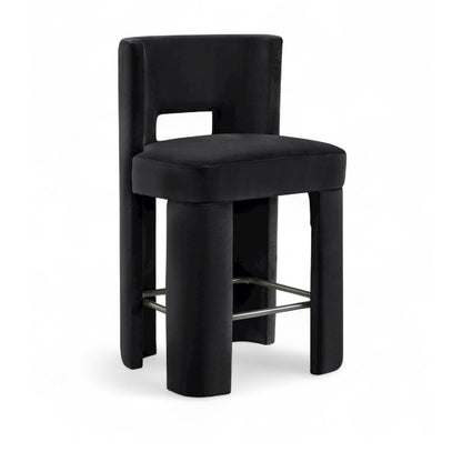 Zuno Black Velvet Performance Fabric Upholstered Counter Stool
