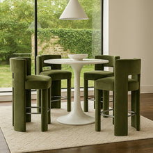 Zuno Green Velvet Performance Fabric Upholstered Counter Stool