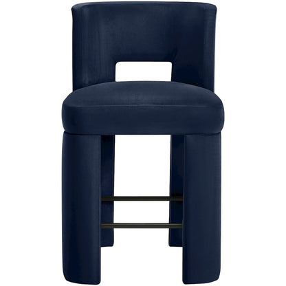 Zuno Navy Velvet Performance Fabric Upholstered Counter Stool