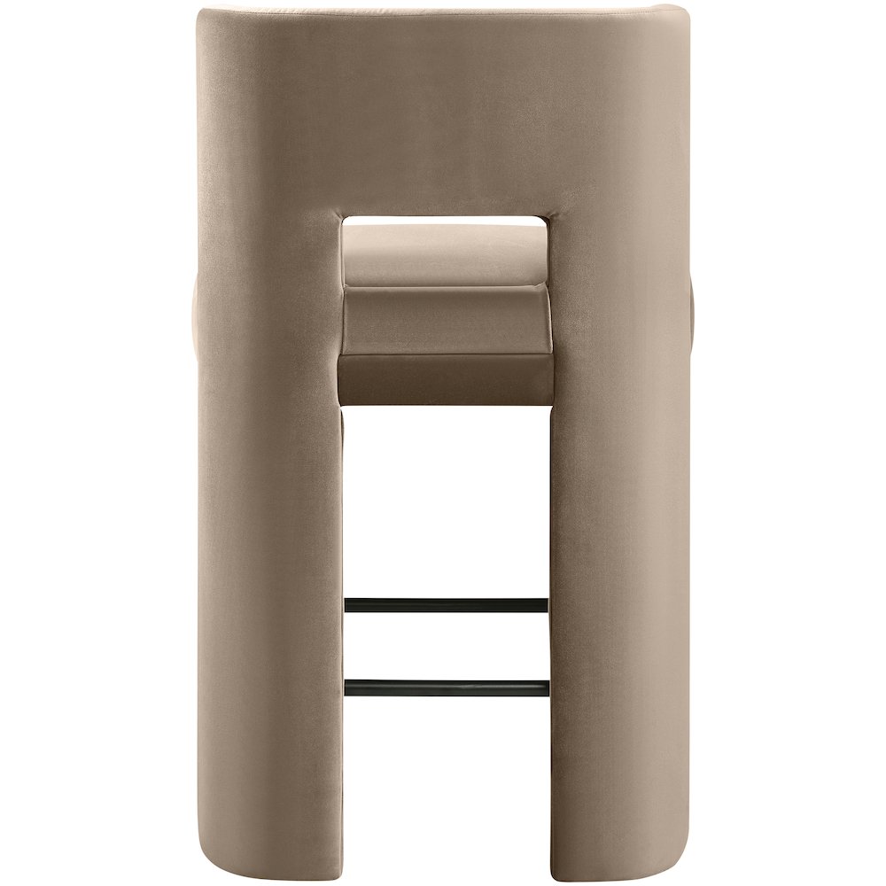Zuno Taupe Velvet Performance Fabric Upholstered Counter Stool