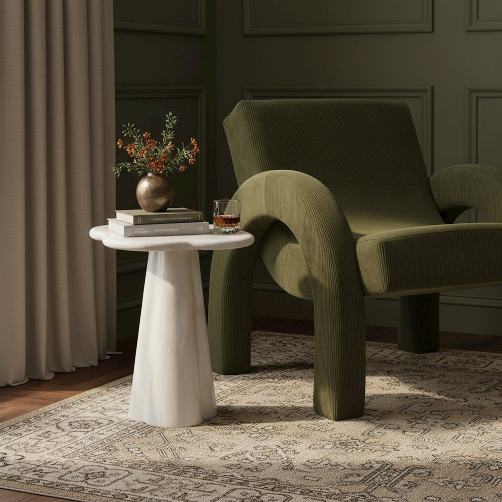 Nola White Concrete Indoor/Outdoor End Table