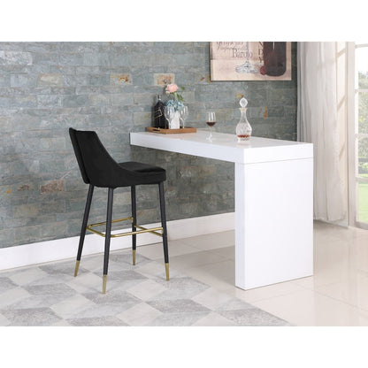 Sleek Black Velvet Stool, Set of 2