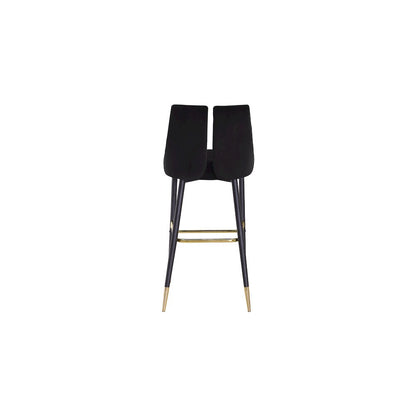 Sleek Black Velvet Stool, Set of 2