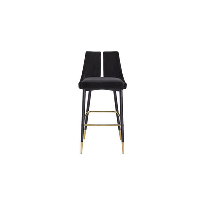 Sleek Black Velvet Stool, Set of 2