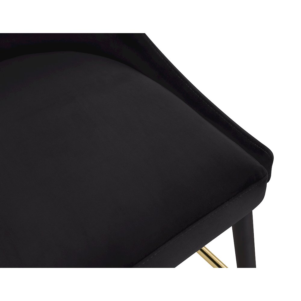 Sleek Black Velvet Stool, Set of 2