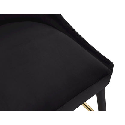 Sleek Black Velvet Stool, Set of 2