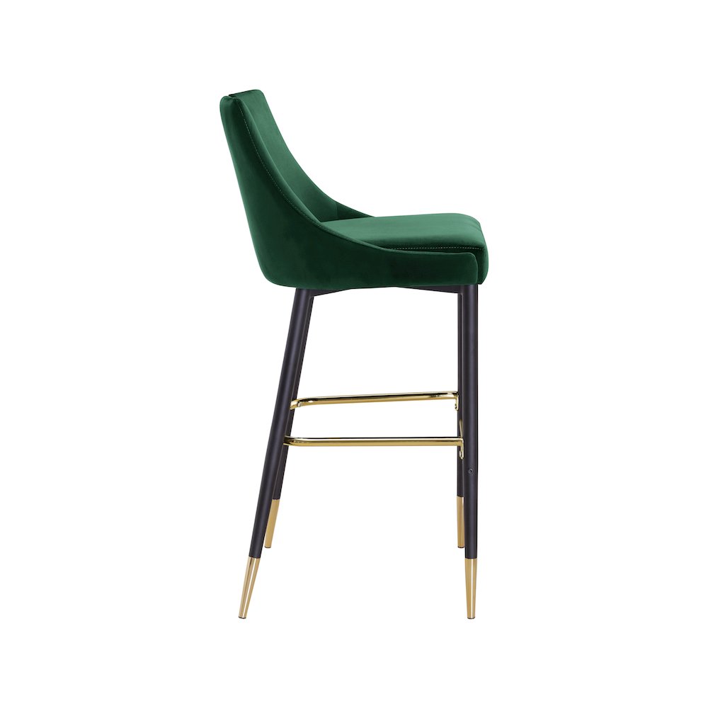 Sleek Green Velvet Stool, Set of 2