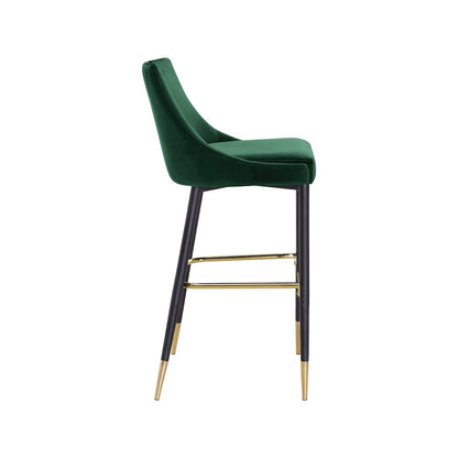 Sleek Green Velvet Stool, Set of 2