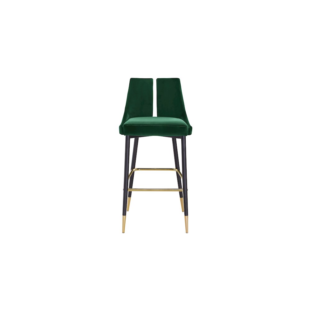 Sleek Green Velvet Stool, Set of 2
