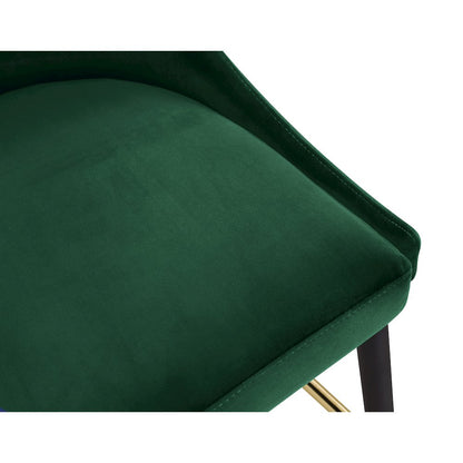 Sleek Green Velvet Stool, Set of 2