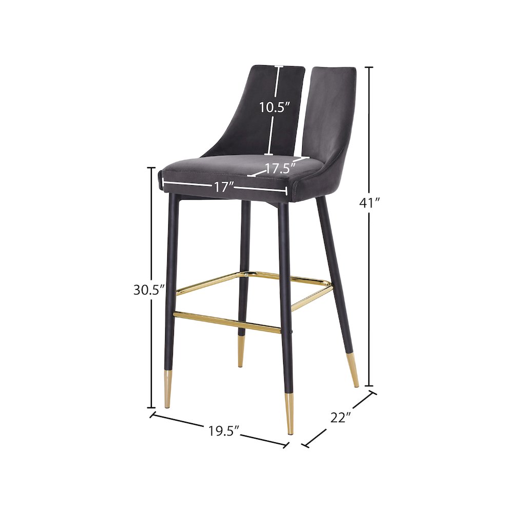 Sleek Grey Velvet Stool, Set of 2