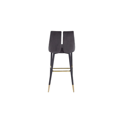 Sleek Grey Velvet Stool, Set of 2