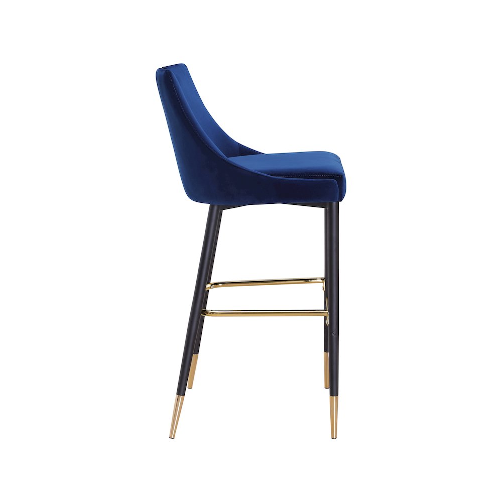 Sleek Navy Velvet Stool, Set of 2