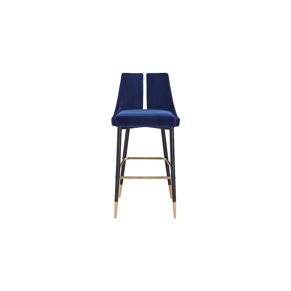 Sleek Navy Velvet Stool, Set of 2