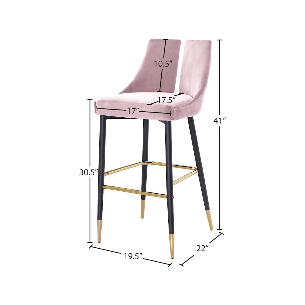 Sleek Pink Velvet Stool, Set of 2