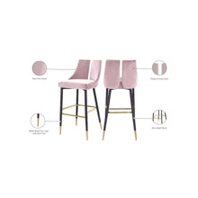 Sleek Pink Velvet Stool, Set of 2