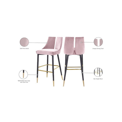 Sleek Pink Velvet Stool, Set of 2