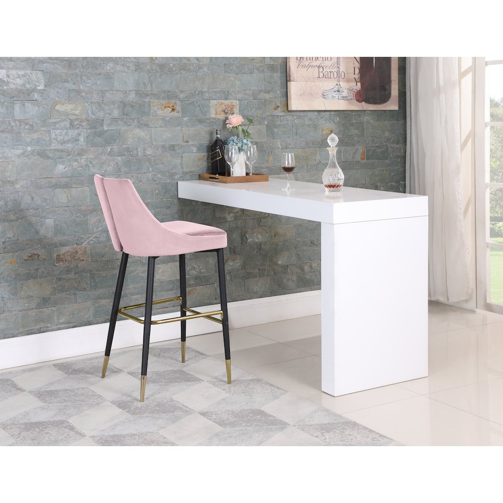 Sleek Pink Velvet Stool, Set of 2