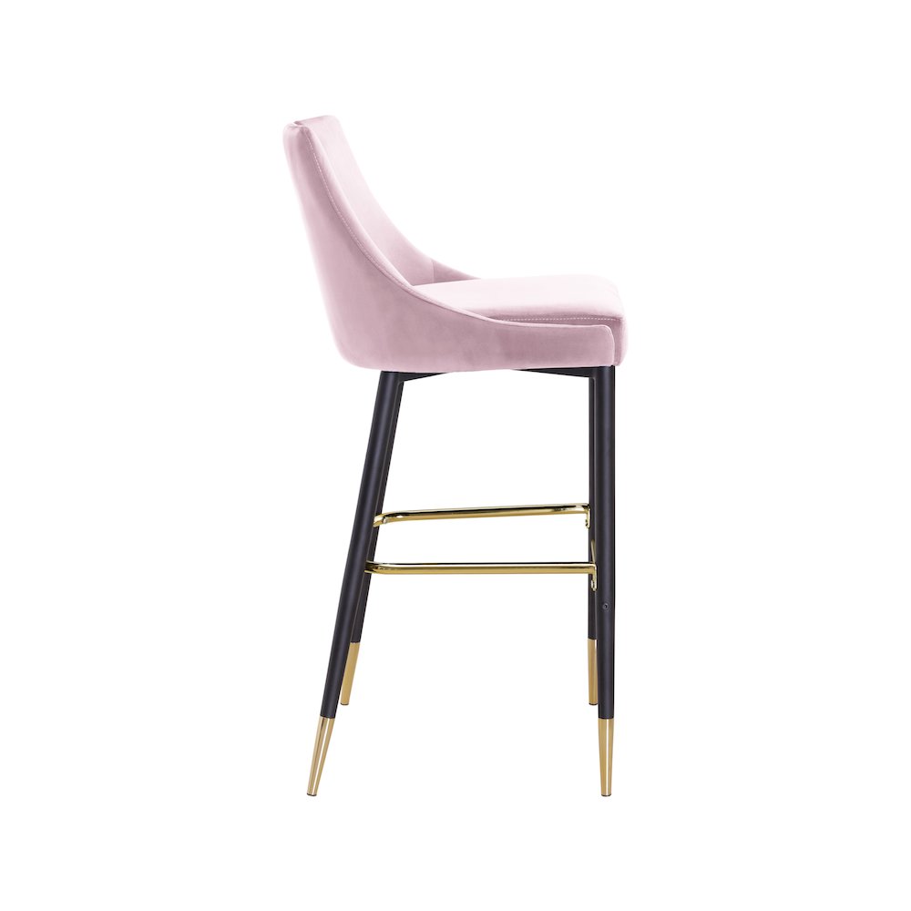 Sleek Pink Velvet Stool, Set of 2