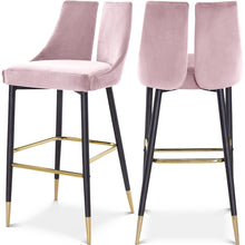 Sleek Pink Velvet Stool, Set of 2