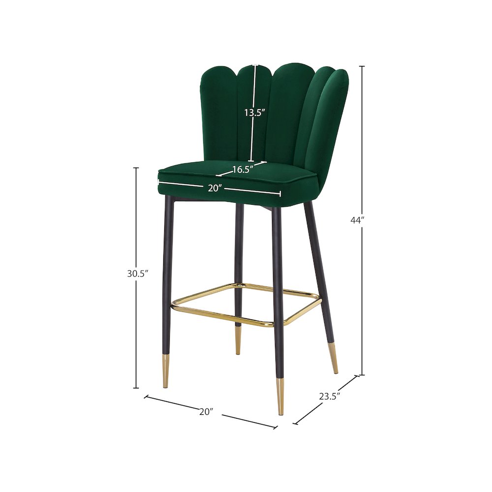 Lily Green Velvet Stool, Set of 2